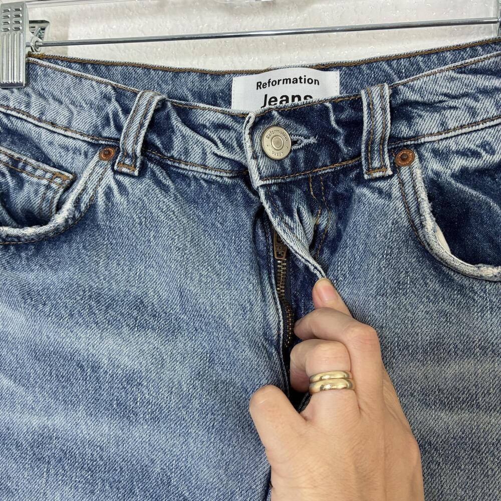 Reformation Wilder Jean Shorts Womens 27 Blue High Rise Relaxed Cut Off Denim - Picture 5 of 16